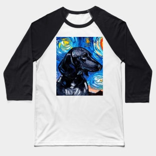 Black Dachshund Night (Portrait) Baseball T-Shirt